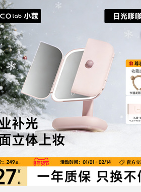 DOCO化妆镜带灯led镜子台式桌面美妆梳妆镜贝壳镜送女友生日礼物