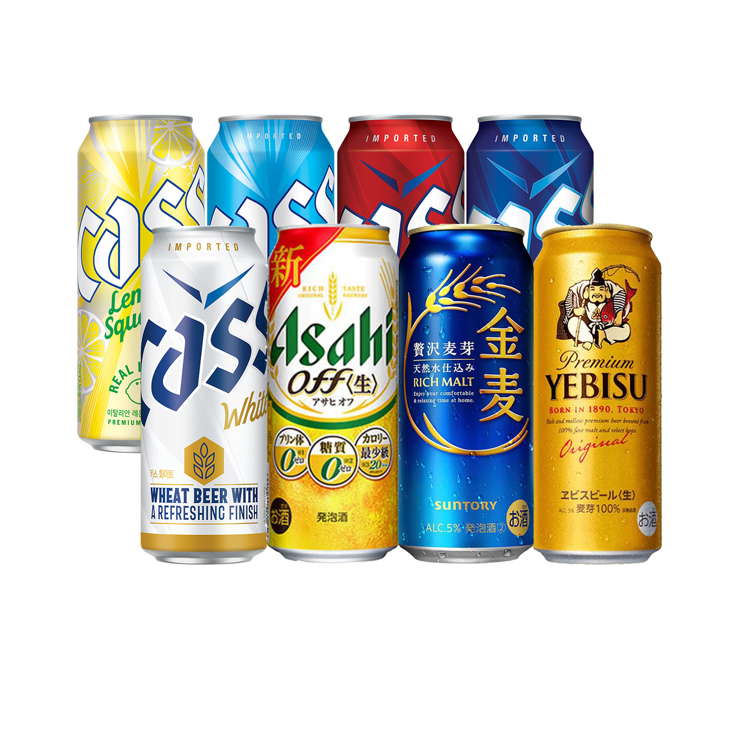 日本韩国原装进口三得利札幌惠比寿三宝乐凯狮500ml啤酒混拼组合