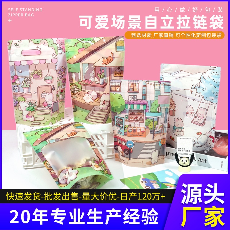 可爱卡通包装袋小零食饼干礼品袋子儿童糖果自封袋摆摊食品分装袋