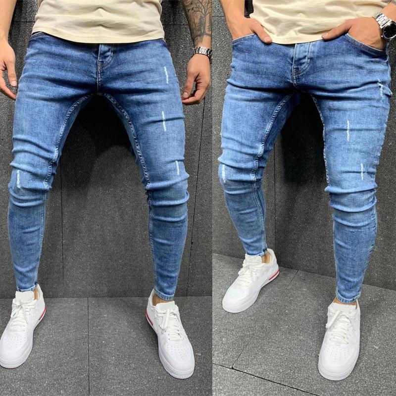 Men's Bare Feet Elastic Jeans Tight Jeans Men