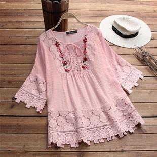 spliced lace women and collar linen word Cotton with