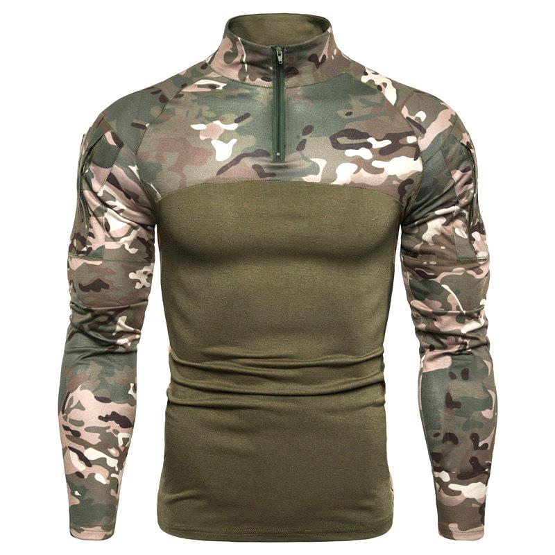 Men's color blocked long sleeved T-shirt with military