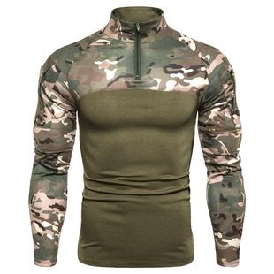 Men's color blocked long sleeved T-shirt with military
