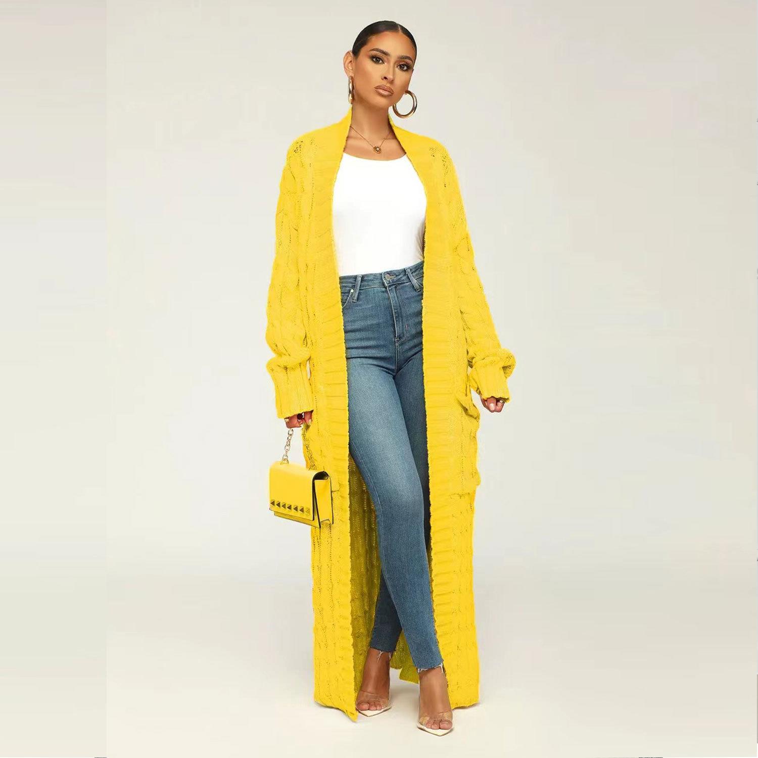Women's long Fried Dough Twists sweater cardigan