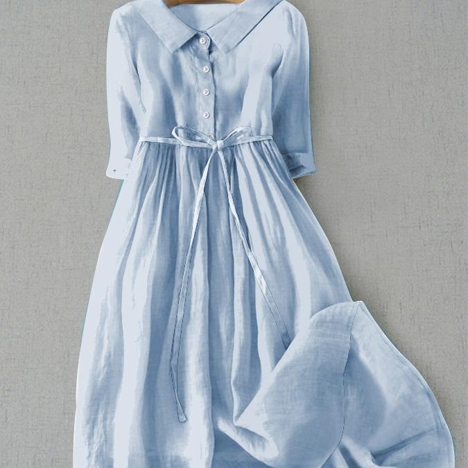 Shuttle cotton and linen dress 梭子棉麻连衣裙