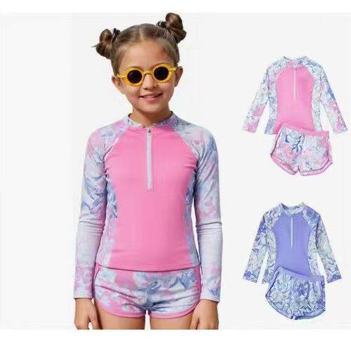 Children's split swimsuit yoga suit cute zipper swimsuit