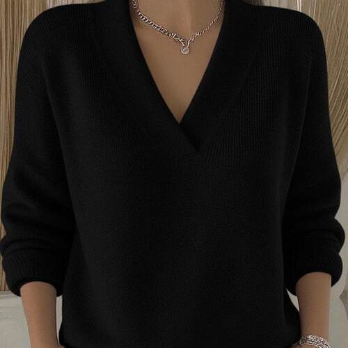 Soft Nuoshan sweater women's V-neck short long sleeved