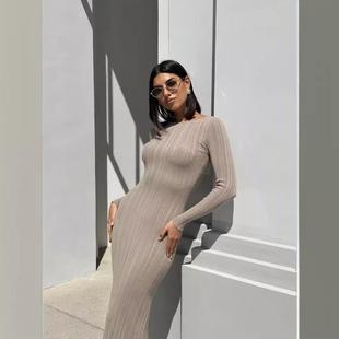 Rabbit velvet core yarn slimming long sleeved knitted long