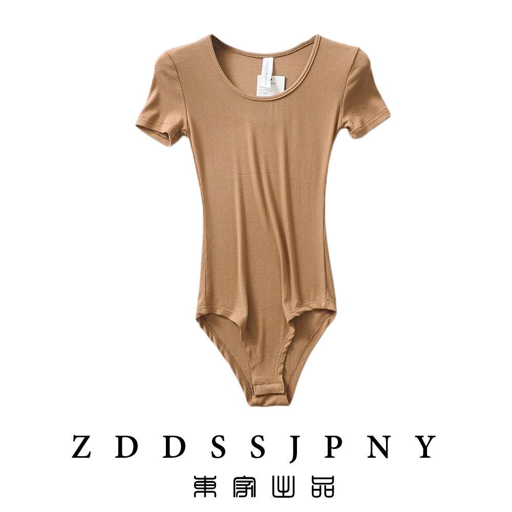 Thin and low cut short sleeved jumpsuit, women's inner