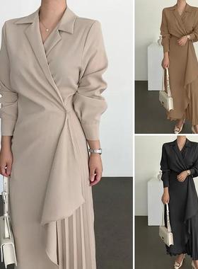 Women's formal shirt dress, long camisole skirt, long