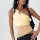 collar single Women shoulder diagonal mesh top