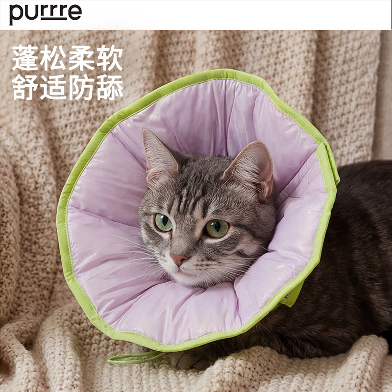 purrre伊丽莎白圈猫软圈绝育驱虫用头套防水防舔狗狗猫咪项圈