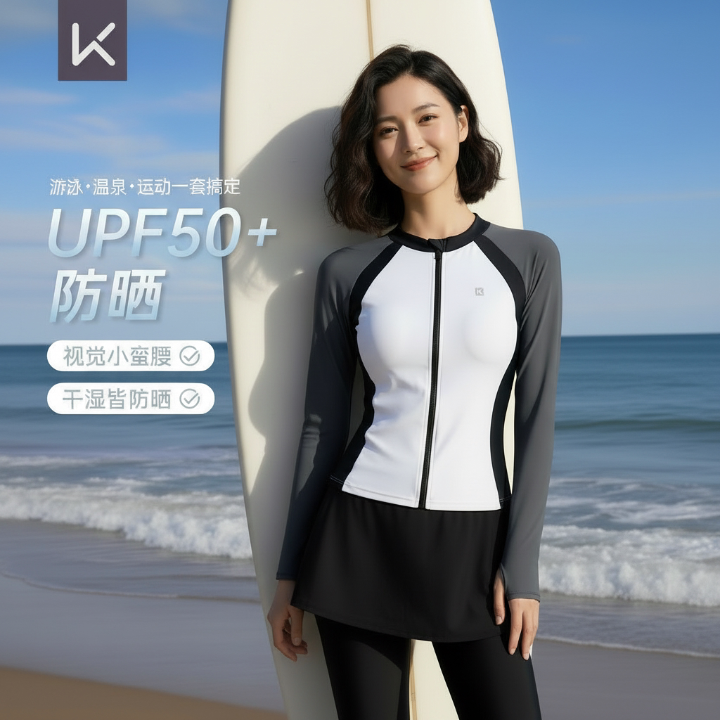 Keep泳衣水母服冲浪浮潜水服防晒漂流海边游泳速干分体长袖套装