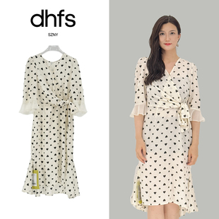 茶歇小黑裙醋酸提花V领系带连衣裙HB24211 气质法式 2024夏季 新款