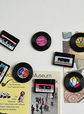 创意黑胶唱片冰箱贴怀旧复古造型家居装饰洞洞板磁力贴磁吸磁铁贴