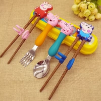 (Красная свинья+синяя свинья+большая вилка ложка) Четырехэтапный набор