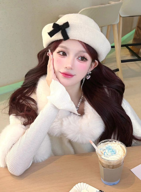 富家千金帽子小香风格蝴蝶结礼帽秋冬显脸小ins网红盆帽渔夫帽女