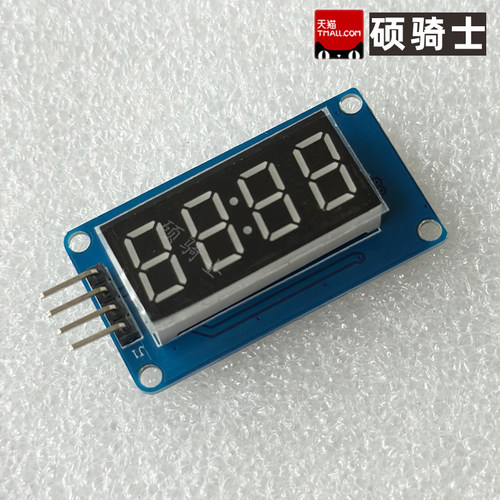 TM1637 4位数码管显示模块 LED亮度可调 带时钟点