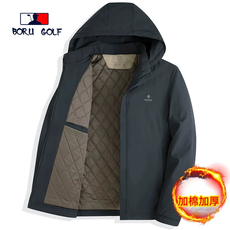 BORUGOLF中年男可脱卸连帽夹克