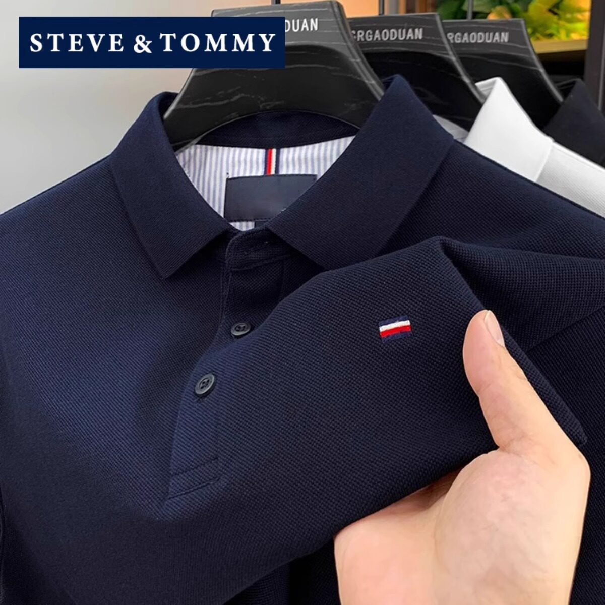 STEVE TOMMY史蒂夫汤米纯棉POLO衫男短袖夏季全棉纯色t恤上衣体恤