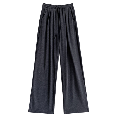 高腰简约长裤显瘦软糯阔腿裤