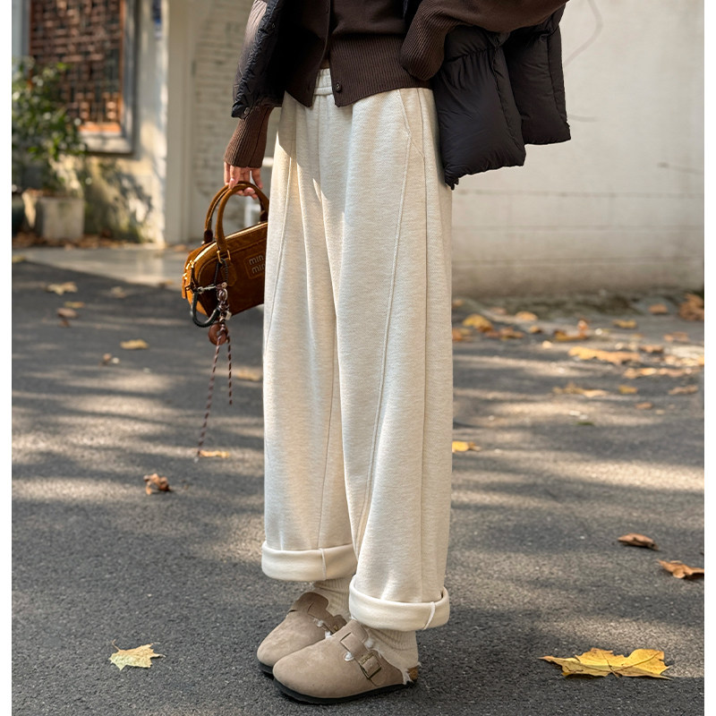 醋酸羊毛阔腿裤女秋冬加绒新款高腰毛呢萝卜裤直筒宽松弯刀长裤子,女装/女士精品,休闲裤,淘宝优惠券,粉丝福利购,淘宝优惠卷