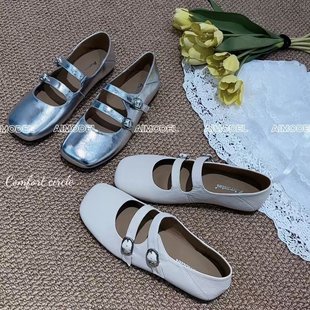 艾模儿26新款牛皮双带玛丽珍单鞋女鞋时尚百搭舒适轻便优雅气质