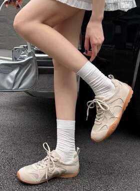 佳人女鞋2026夏秋季新款德训女鞋皮布结合时尚百搭舒适防滑潮鞋