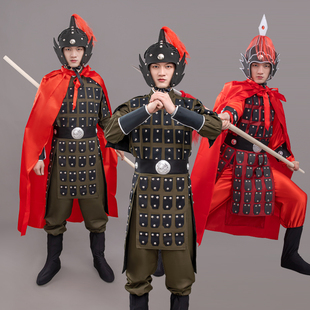 木兰辞朗诵士兵演出服兵马俑三国古代盔秦汉将军铠甲岳飞汉满江红