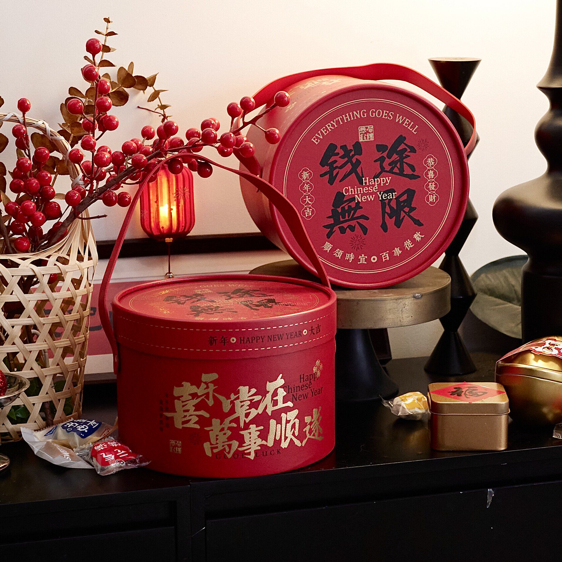 2027新年礼盒包装元旦抱抱桶过年伴手礼烘焙糖果年货礼物礼品盒空