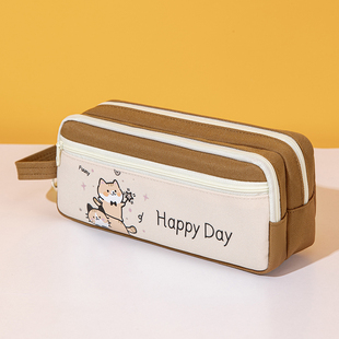 高颜值可爱笔袋大容量ins风帆布文具盒小学生简约铅笔盒初中生专用文具小众不撞款多功能大号收纳袋学习用品
