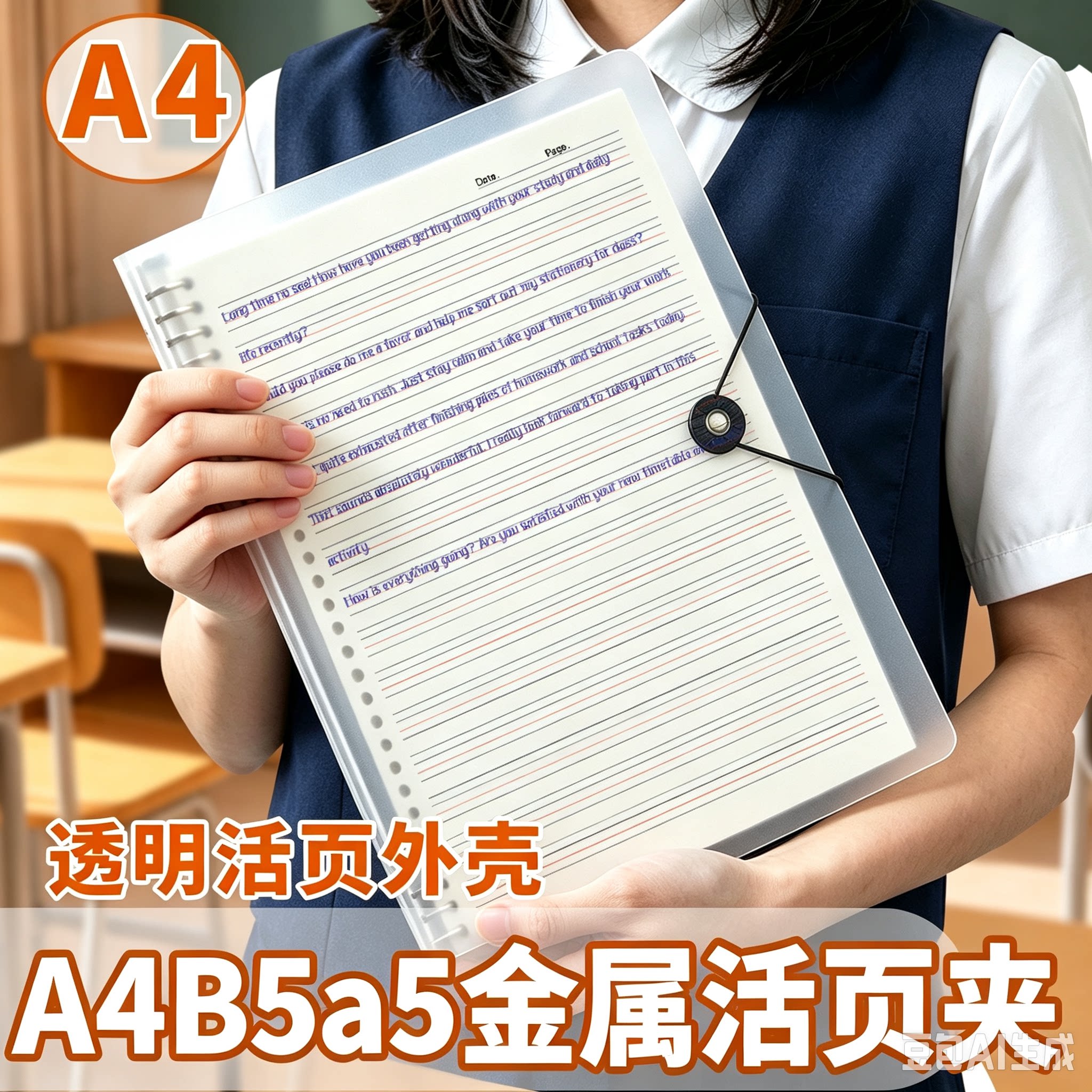 8孔a4活页本外壳金属活页夹b5可拆卸大容量不硌手a5活页替芯外壳单卖封皮硬壳装订笔记本初高中学生办公记事图片