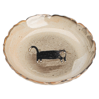 蕴华堂手工绘银小猫壶承志野烧陶瓷防烫干泡盘中式茶道零配茶托盘