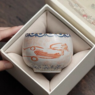 蕴华堂敦煌文创陶瓷茶杯功夫茶具个人专用主人杯开片可养汝窑单杯