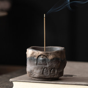 蕴华堂敦煌香炉鎏金铁釉香插家用复古熏香炉桌面装 饰摆件线香底座