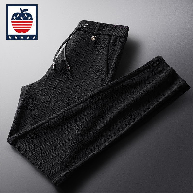 美国苹果AEMAPE秋冬商务潮流休闲裤子弹力百搭加厚长裤立体提花男