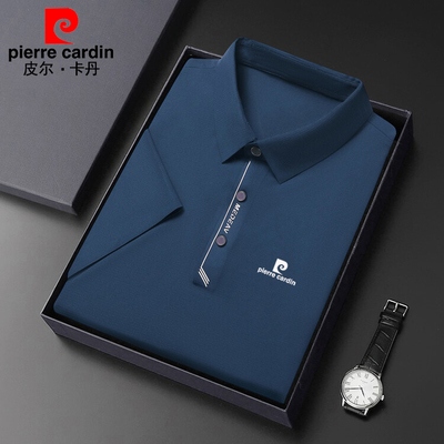 皮尔卡丹桑蚕丝短袖t恤男