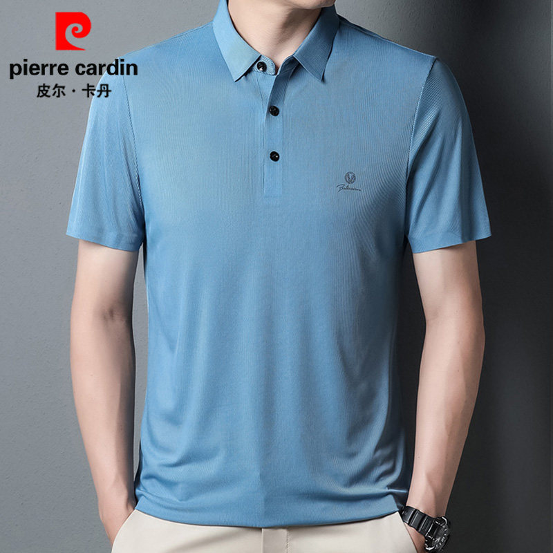皮尔卡丹2023新款夏季男士短袖t恤薄款休闲中年爸爸装翻领POLO衫