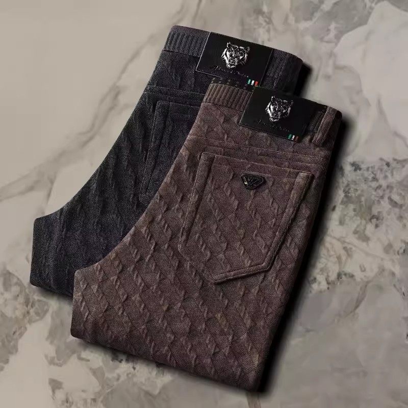 美国苹果AEMAPE提花休闲裤男士秋冬新款中老年轻奢直筒弹力长裤子,男装,休闲裤,淘宝优惠券,粉丝福利购,淘宝优惠卷