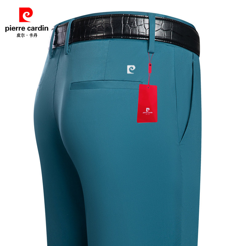 皮尔卡丹春夏季薄款男士高弹直筒裤中年时尚商务透气休闲西裤男装