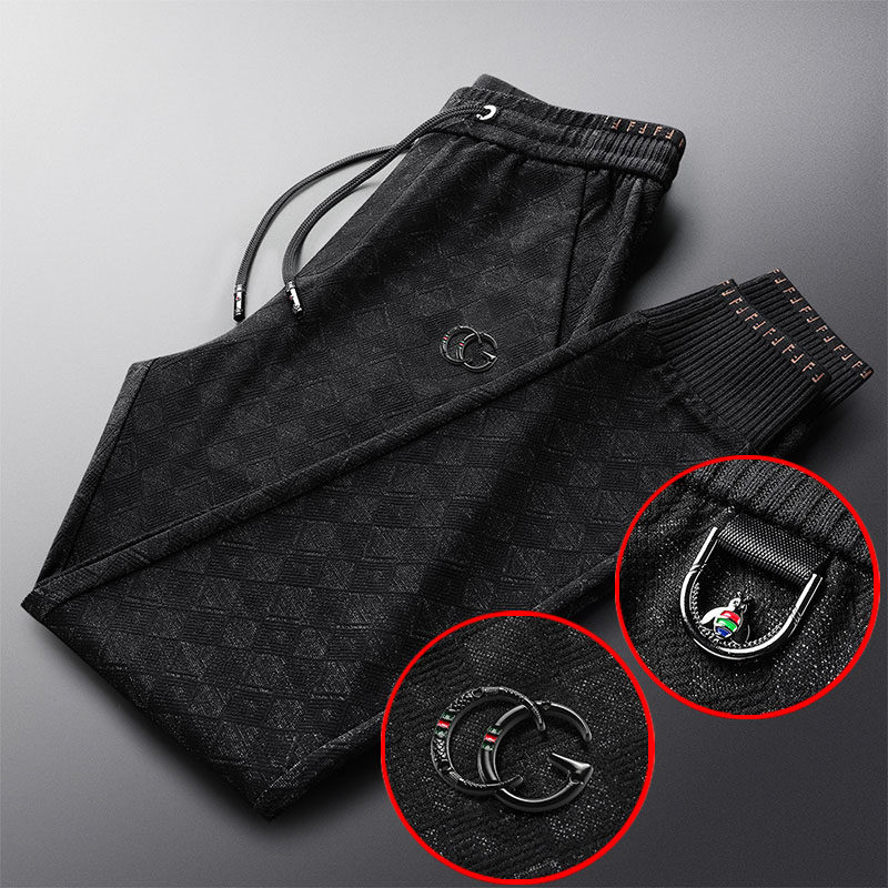 裤子男秋冬苹果AEMAPE休闲裤针织弹力裤格子裤宽松小脚男裤秋2020