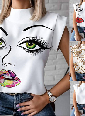 Stand collar lips women's shirt top elegant women's clothing