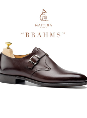 Mattina Brahms男士手工真皮固特异正装搭扣孟克鞋Monk鞋皮底皮鞋