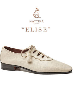 Mattina Elise经典春夏手工内缝线小牛皮镂空皮底芭蕾舞鞋小白鞋