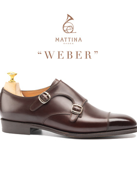 Mattina Weber男士手工真皮固特异正装搭扣鞋 双扣孟克鞋皮底皮鞋