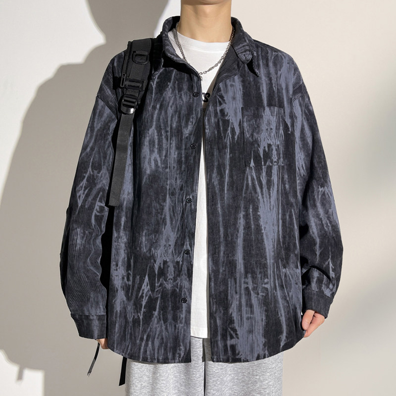 CS899特批P38现货秋冬新款扎染肌理感大码长袖衬衫M-6XL，男装衬衫，电商A018