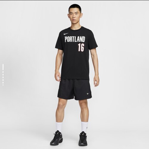 Nike/耐克波特兰开拓者队NBA杨瀚森男子T恤夏棉质经典IV0566-015