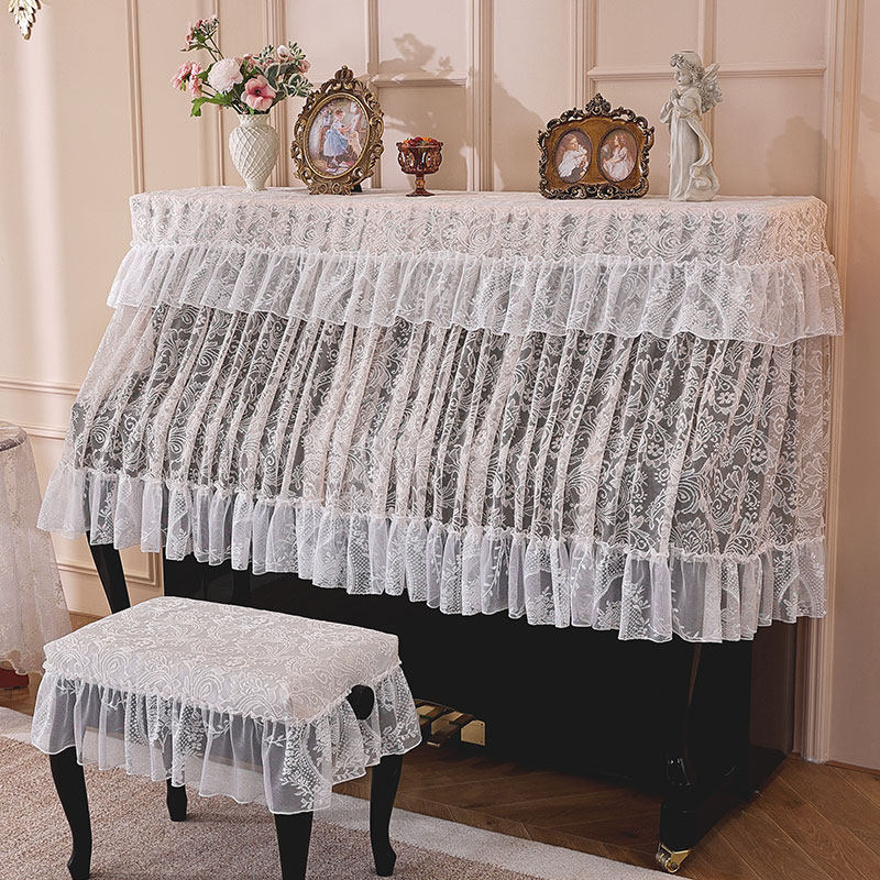 新款钢琴防尘罩套蕾丝半罩欧式全罩轻奢高级感钢琴凳罩盖布盖巾