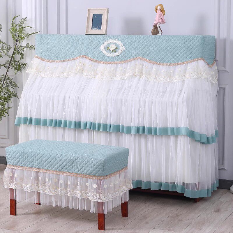 钢琴防尘罩轻奢高级感全罩布艺蕾丝简约钢琴凳罩盖布新款钢琴套