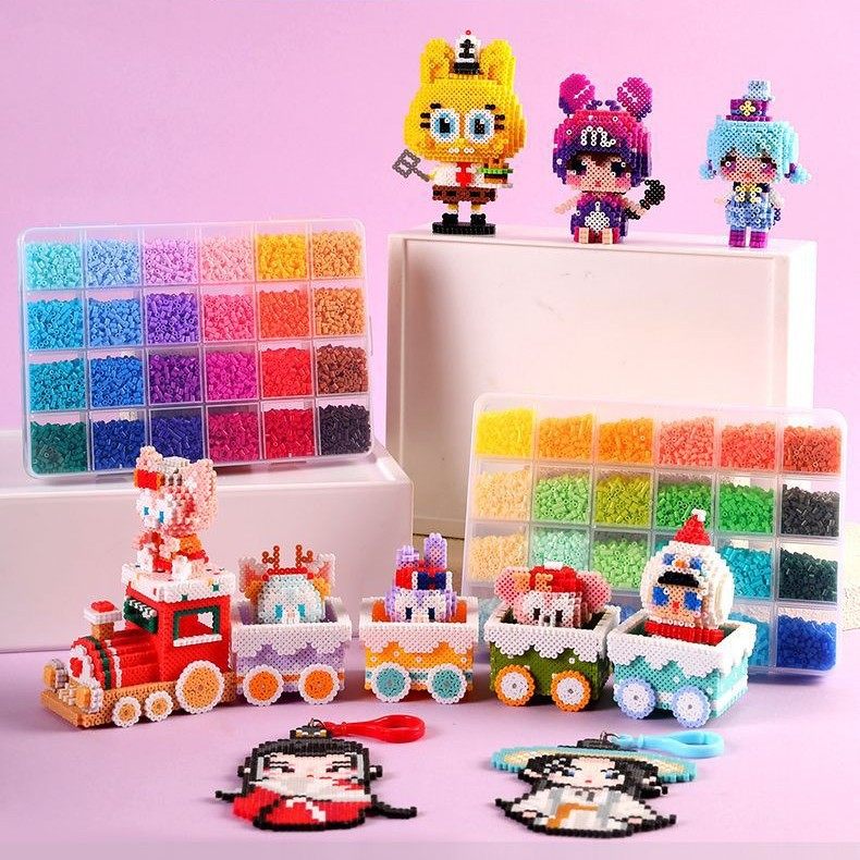 拼拼豆豆材料套装3d手工立体融合豆豆女男孩儿童益智创意拼图玩具